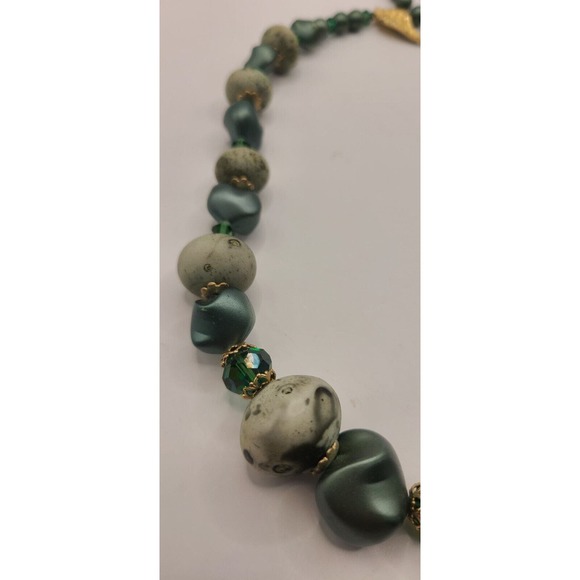 Mode Art Blue Green Enamel Bead Necklace - Picture 3 of 7